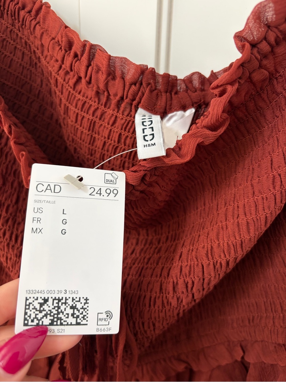 H&M Rust Red Smocked Ruffle Cami - Picture 3 of 3